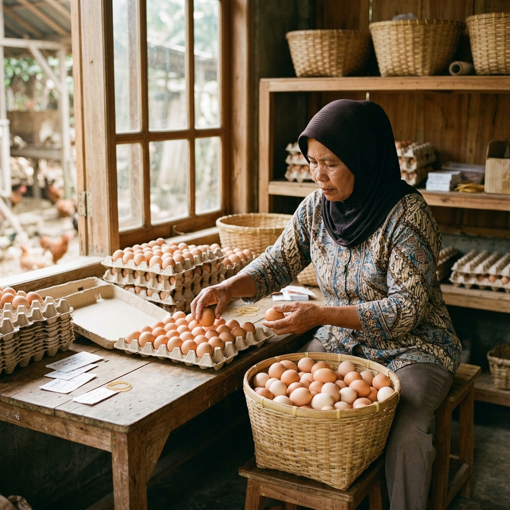 Proses pengemasan telur